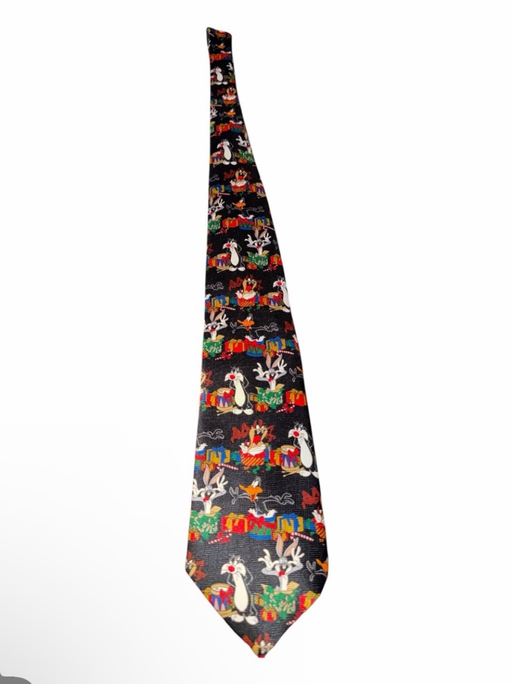 Warner Bros. Black Novelty Tie with Multicolor Cartoon Characters
